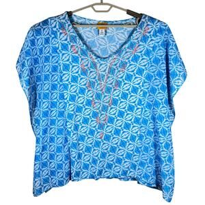 Ruby Rd. Geometric Tie Dye Print Stretch Tunic Top Women's 2X Flowy Beach Resort